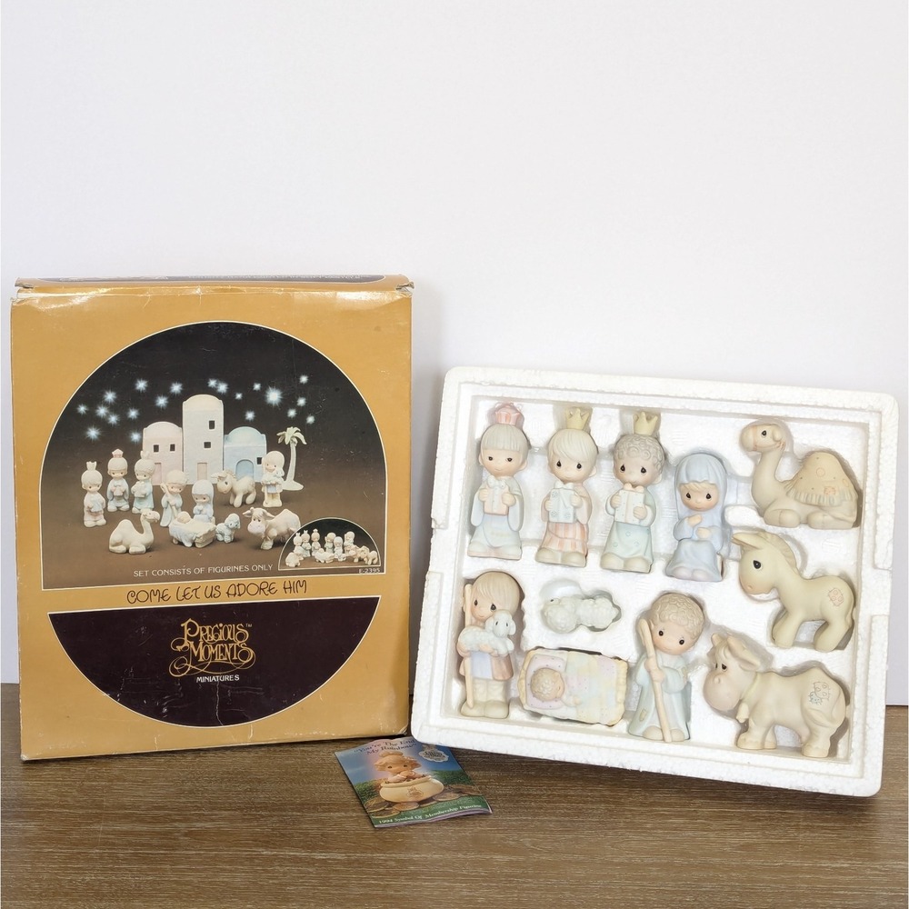 Vtg 1982 Enesco Precious Moments Miniature 11 Piece 3" Nativity Set E2395 *READ*